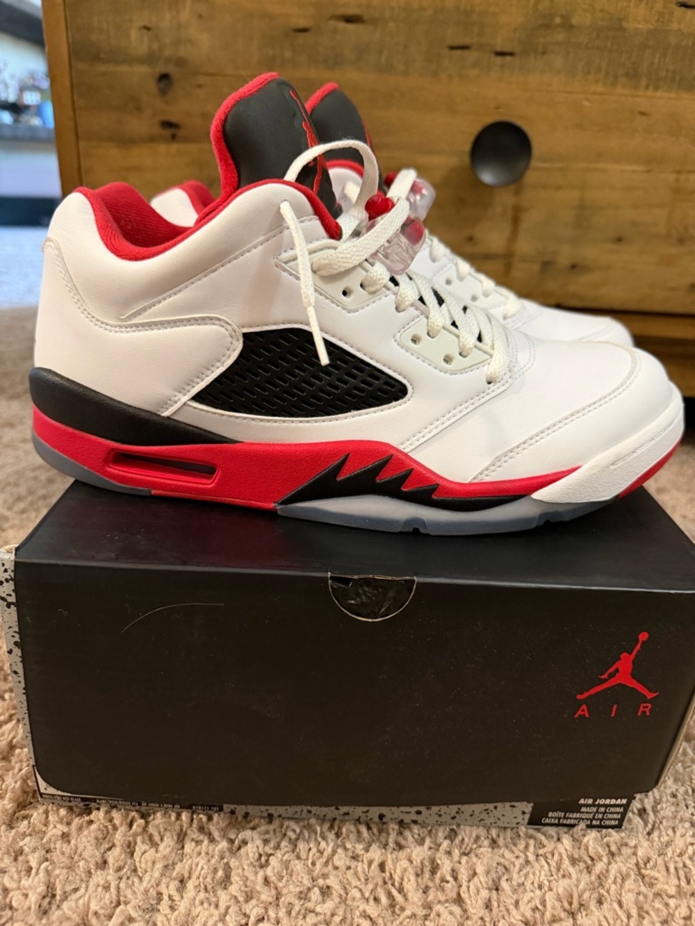 Jordan White & Red Low-Top Sneakers